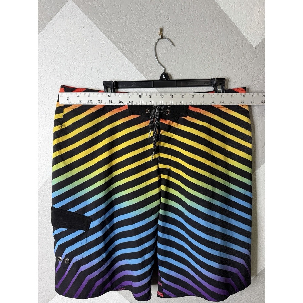 Tony Hawk Mens Multicolor Striped 12" Board Shorts Swim Trunks Size 34 - Picture 7 of 12